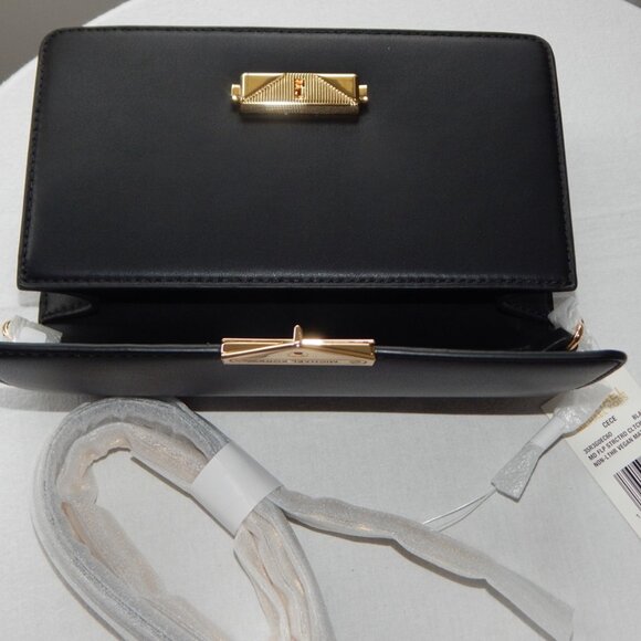 Michael Kors CECE Medium Flap Structured Clutch Chain Shoulder Bag Black NWT - Picture 12 of 13